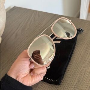 QUAY Tan/Pink Aviator Sunglasses